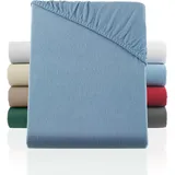 BaSaTex Flausch Feinbiber Winter Spannbettlaken Biber Spannbetttuch | 100% Baumwolle | 180x200 cm | Rauchblau