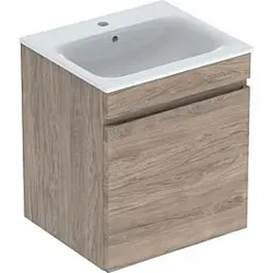 Geberit Renova Plan Möbel-Waschtisch-Set 501914JR1 55x62,2x48cm, Korpus nussbaum beschichtet, Waschtisch weiß