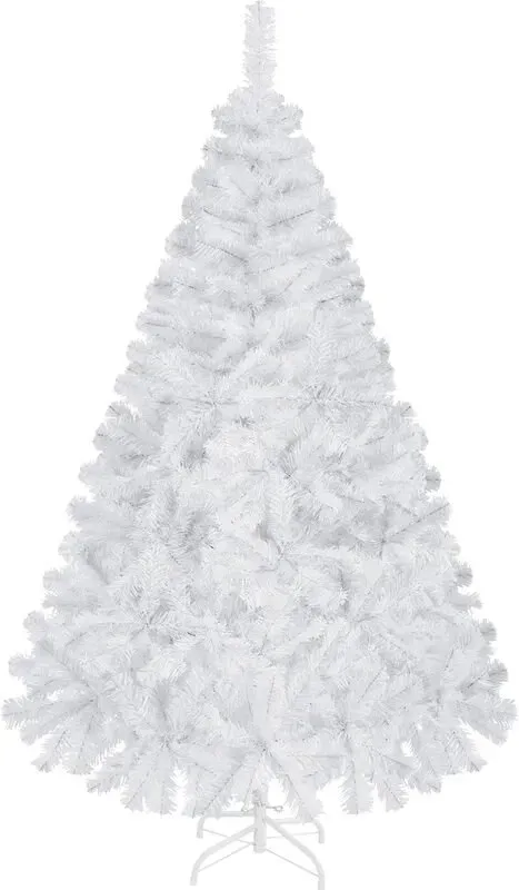 Yaheetech 6 Fuß künstlicher Weihnachtsbaum mit klappbarem Ständer, lebensechter Weihnachtsdekorationsbaum mit 598 PVC-Zweigen, weiß