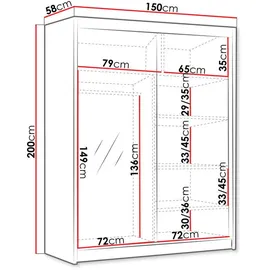 Mirjan24 Schiebetürenschrank Flavio III 150 x 200 x 58 cm Schwarz