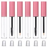 Wimpernbürste Lippenpinsel, 6 Stück 10 ml Leere Mascara Tube Wimpernbürstchen Wimpernbürste mit Behälter Rosa Nachfüllbare Mascara Flasche Mascara für Wimpern Färben Wimpernserum Augenbrauen Serum