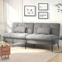 COMHOMA Sofa Schlafsofa mit Schlaffunktion, überzug Futon Klappsofa, Bettcouch, ecksofa, Couch Gästebett, 3-Sitzer Sofa, mit verstellbare Rücken... - Grau