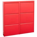VCM ebuy24 Pisa Schuhschrank mit 6 Klappen in Metall Rot