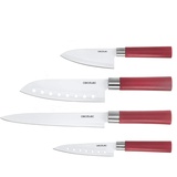 Cecotec 4er-Set Profi-Messer im japanischen Stil für den Heimgebrauch. Keramikbeschichtung Santoku Keramische Messer-Set. Rot