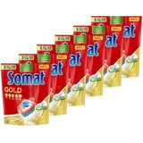 Somat Gold Spülmaschinen Tabs (6x49 Tabs), Geschirrspül Tabs für strahlend sauberes Geschirr auch bei niedrigen Temperaturen, Extra-Kraft gegen Eingebranntes