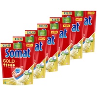 Somat Gold Spülmaschinen Tabs (6x49 Tabs), Geschirrspül Tabs für strahlend sauberes Geschirr auch bei niedrigen Temperaturen, Extra-Kraft gegen Eingebranntes
