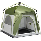 Outsunny Pop Up Kuppelzelt für 4 Personen UV 50+ Campingzelt mit Haken 4 Türen Fenster, Bodenplane leicht, stabil Familienzelt mit 1000mm Wassersäule Zelt für Camping Reise Trekking Garten