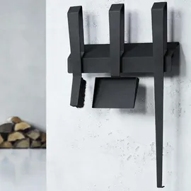 MS Beschläge Kaminbesteck 3-teilig Stahl Wandmontage Schwarz