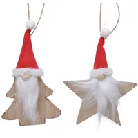 Kaemingk Christbaumschmuck, Christbaumschmuck Holz Wichtel Stern / Tanne rot, 1 Stück sortiert weiß