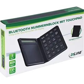 InLine Bluetooth Nummernblock mit Touchpad Display, faltbar, schwarz 55379G