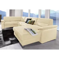 sit&more Wohnlandschaft Ascara U-Form, inklusive Boxspring/Federkern-Polsterung, wahlweise mit Bettfunktion beige