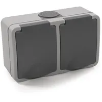 McPower Feuchtraum Doppelsteckdose Aufputz horizontal | Fix | 2-fach