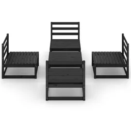 vidaXL 5-tlg. Garten-Lounge-Set Schwarz Massivholz Kiefer