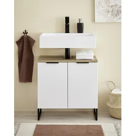 BASIC by Balculina Waschbeckenunterschrank Denver Waschbeckenunterschrank, Badezimmerschrank 60x60x35 (1-St) Breite 60 cm, Tür L/R montierbar, Softclose weiß