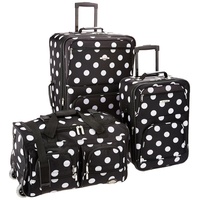 Rockland 3-teiliges Gepäck-Set, transparent, 3-teiliges Gepäck-Set, Schwarze Punkte, Einheitsgröße, Vara Softside 3-teiliges Handgepäck-Set
