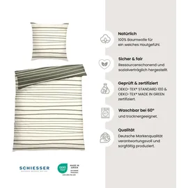 SCHIESSER Bettwäscheset Wesley - Renforcé - 2-teilig - 135 x 200 cm, - Grün