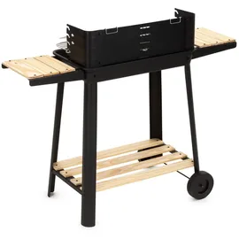 SPRINGOS Holzkohlegrill Grillwagen Schwarz/Braun