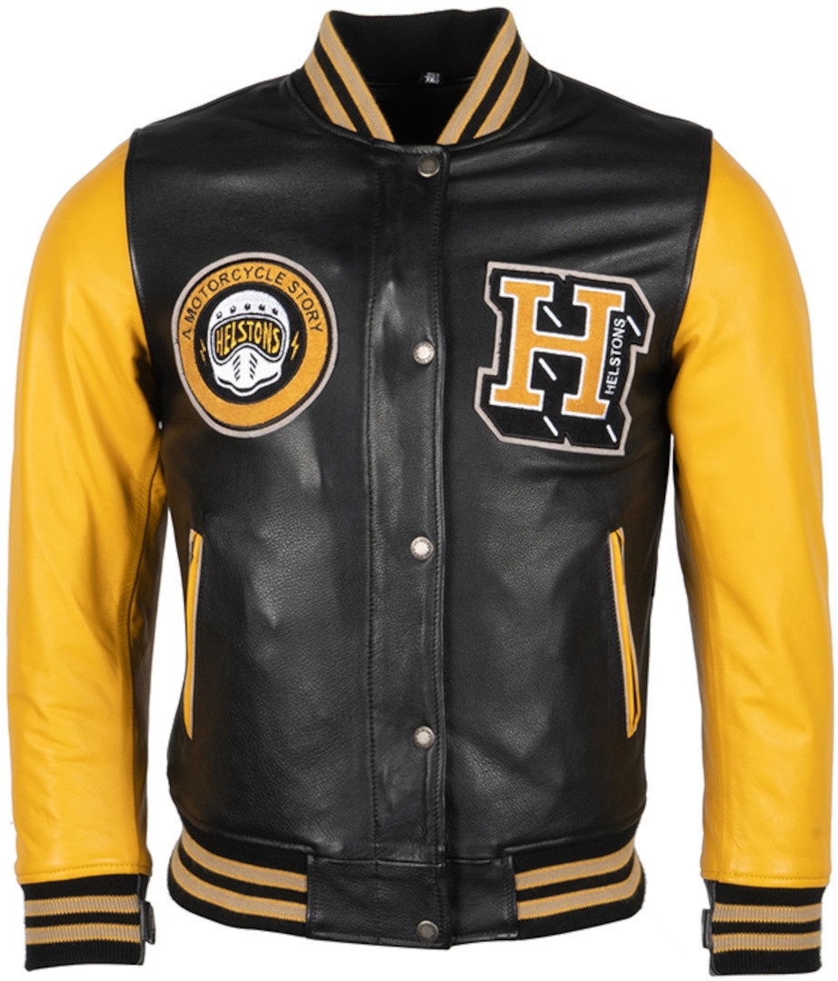 Helstons University Dames motorfiets lederen jas, zwart-geel, M Voorvrouw