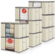 luxuskollektion Aufbewahrungstasche 90L 8er Deckel Griffe Unterbett 90L x 8 Beige