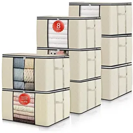 luxuskollektion Aufbewahrungstasche 90L 8er Deckel Griffe Unterbett 90L x 8 Beige