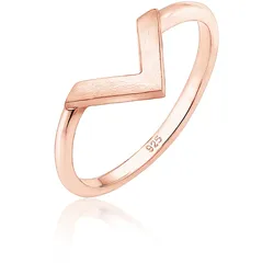 Fingerring ELLI "V-Form Matt Basic 925 Silber" Gr. 54, rosa (rosegold), Fingerringe, Damen, 54mm, ohne Stein, Silber 925 (Sterlingsilber), 1.5mm