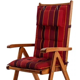 Beautissu Hochlehner Auflage 120 x 50 x 8 cm Rot-Gestreift 1 St.