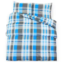 VidaXL Bettwäsche-Set Blau und Grau 260x220 cm Baumwolle