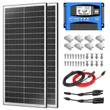 WERCHTAY 200w Solarpanel Kit, 200watt Bifacial solar panel 18V, Monokristallin Solarmodul 2X100W für 12V Batterien, Photovoltaik, Solarpanel 12V Ideal für Wohnmobil, Balkonanlage, Gartenhäuse, Boot