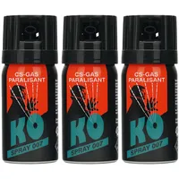 3er KO-Spray 40ml Breitstrahl KO 007 CS Gas Paralisant KO Spray 007 Tränengasspray Verteidigungsspray gegen Menschen BKA17r Eintragung (3 Stück)
