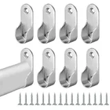 Kleiderstange Halterung, 19mm Oval Kleiderstangenhalter Zinkdruckguss mit Schrauben 8 Stücke Vernickelt Schrankrohrlager Stangen Halterung Metall Garderobe Stangen Halterung für Kleidung Rutenhalter