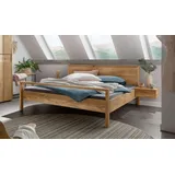 Home affaire Schlafzimmer-Set Huven Schlafzimmer, (3-tlg), Massivholzbett aus Eiche mit 2 Nachttische, FSC®-zertifiziert, stabil beige 160 cm x 90 cm x 200 cm