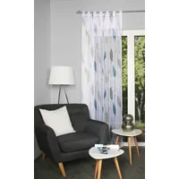 HOME WOHNIDEEN Vorhang HOME WOHNIDEEN "PAOLO" Gr. 2, blau (blau, grün), B:140cm H:175cm, Voile, Polyester, Gardinen, Schlaufenschal PAOLO bedruckt