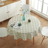 Runde Tischdecke Abwaschbar Baumwolle Leinen Tischtuch, Treer Staubdicht Pflegeleicht Einfache Geometrie Tischdecken Nordischen Stil für Home Küche Party Tischdecke Decor (Grün,Durchmesser 150cm)