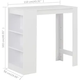 vidaXL Bartisch mit Regal 110 x 50 x 103 cm Weiß