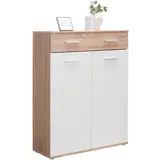HBZ Manolo 90 x 118 x 35 cm mit 1 Schubkasten, 2 Türen, 6 Einlegeböden, weiß matt / weiß