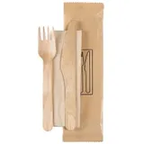 Duni Messer, Gabel, Pfeffer/Salz, braune Serviette, 16/16,5 cm Natürlich
