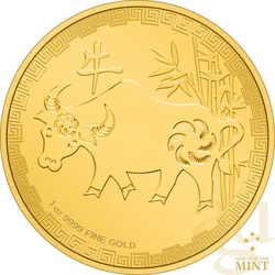 1 Unze Goldmünze Niue Lunar Ochse 2021