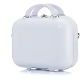 Balakaka Kosmetikkoffer für Frauen Mädchen, 14 Zoll ABS Kosmetikkoffer Hartschale Damen mit Weichem Griff, Beauty Case Hartschale Tragbare Wasserdicht für Toilettenartikel Reise Ausflug Cremiges Weiß