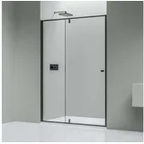 Bernstein Nischendusche mit Drehtür an Festfeld NT606 - FLEX - Nano Klarglas - 6 mm - Breite & Profilfarbe wählbar, Breite:1000 mm, Profilfarbe:Schwarz matt