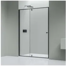 Bernstein Nischendusche mit Drehtür an Festfeld NT606 - FLEX - Nano Klarglas - 6 mm - Breite & Profilfarbe wählbar, Breite:1000 mm, Profilfarbe:Schwarz matt