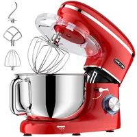 CHeflee Küchenmaschine Teigmaschine 2000W Knetmaschine,Mit 6.2L EdelstahlschüSsel,6 Geschwindigkeit Reduzierte GeräUsche,Mit RüHrbesen,RüHrhaken,SpritzwassergeschüTzter Knetmaschine Mit Knethaken