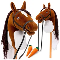 hoofly Hoofly® Hobby Horse Pferde – Großes Steckenpferd für Kinder A3 mit Trense & 40 cm Schraubstab | Realistisches & weiches Stockpferd Braun (Schecke) | Hobby Horsing Pferd in 4 liebevollen Farben