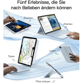 Inateck Hülle mit Tastatur, Ultraleichte Tastatur für iPad 10 Generation, iPad Air 6 11 Zoll 2024, iPad Air 5/4 10.9 Zoll, iPad Pro 11 4/3/2/1 Gen, Abnehmbar, mit Touchpad, QWERTZ, KB04122