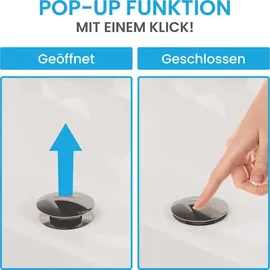 Bächlein Ablaufgarnitur mit Überlauf für Waschbecken - Waschtisch – (Chrom)