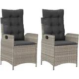 vidaXL Gartensessel mit Kissen 58,6 x 69,7 x 36 cm hellgrau 2 St.