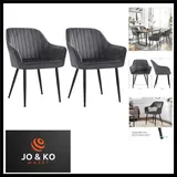 Esszimmerstuhl, 2er Set, Küchenstuhl, Sessel, Samt, Polsterstuhl mit Armlehne...