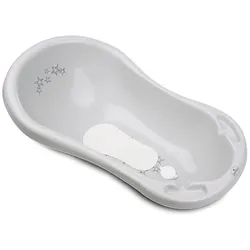 Lorelli Babybadewanne 1013046 Wasserablauf 84 cm Ablagefächer ergonomische Form hellgrau