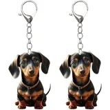 2 Stück Langohr-Hundeautoanhänger, Acrylanhänger, Süße Hundeanhänger, Dackel-Schlüsselanhänger, Geschenkanhänger