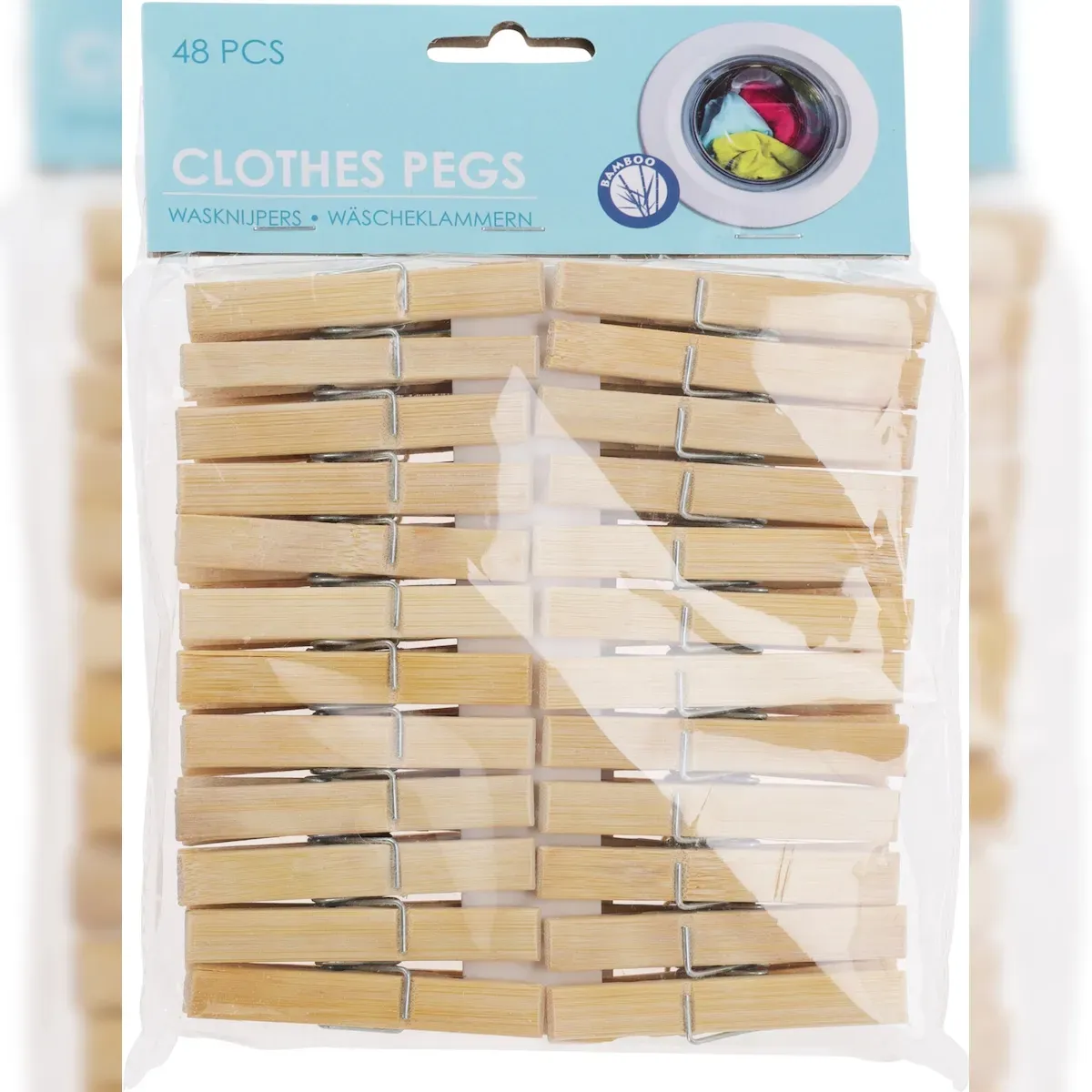 Wäscheklammer Holzklammer Clips Wäsche Holz Set mit 48 Stück Bambus
