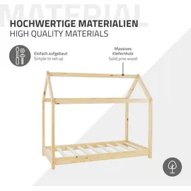 ML-Design Kinderbett Hausbett 80 x 160 cm Kiefer natur beige